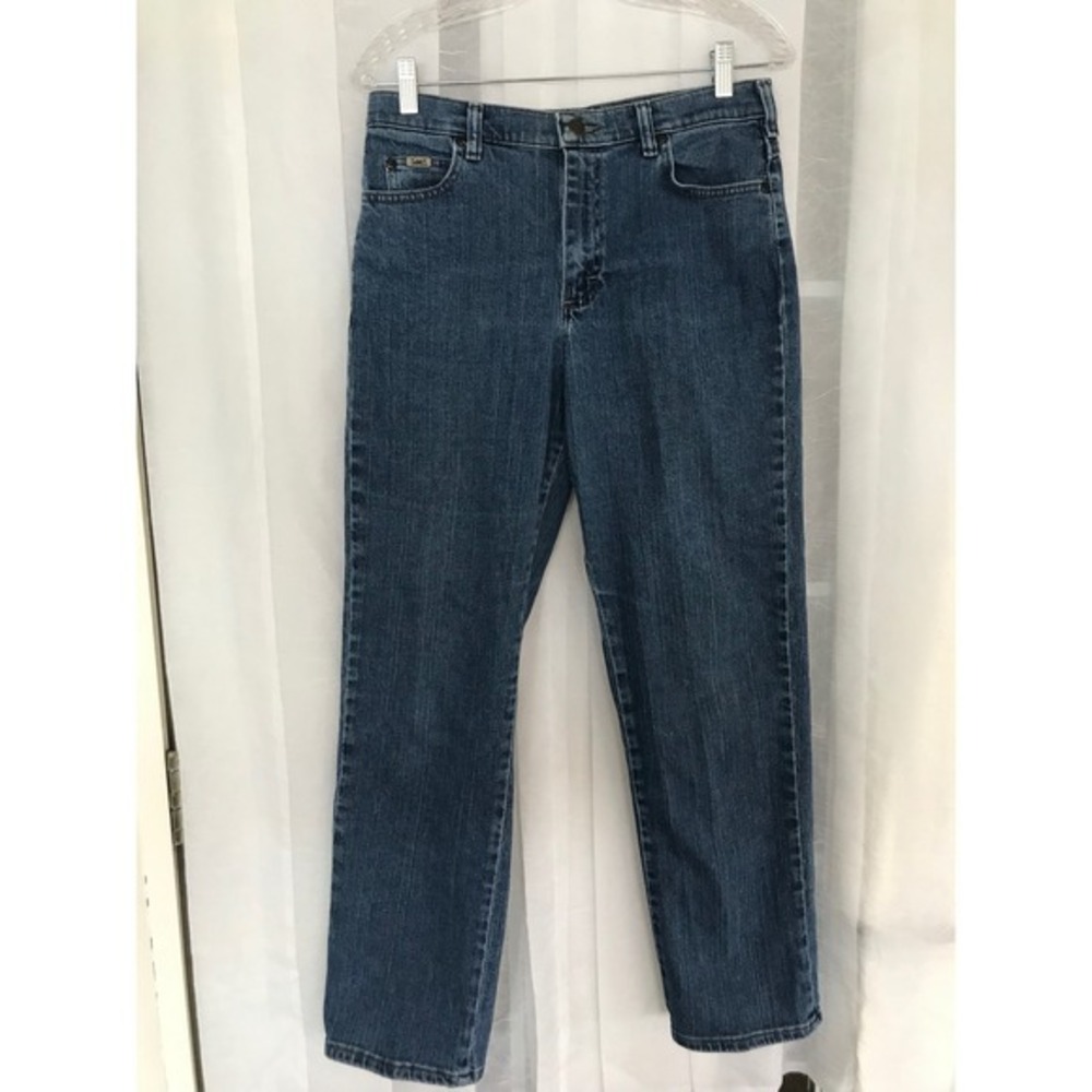 Lee Womens Straight Leg Jeans Medium Wash Stretch Denim Size‎ 8 Medium